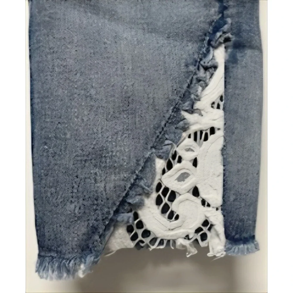 Rampage Skinny Sophie Mid Rise Jeans Women's Blue Acid Wash Cotton Blend 9 LACE